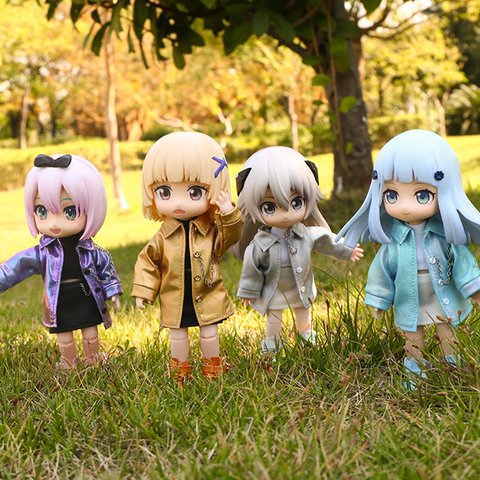 オビツ11服 ob11服 ハイストリートレザーコート ねんどろいどどーる ドール衣装 ドール服 ob11 1/12サイズbjd服