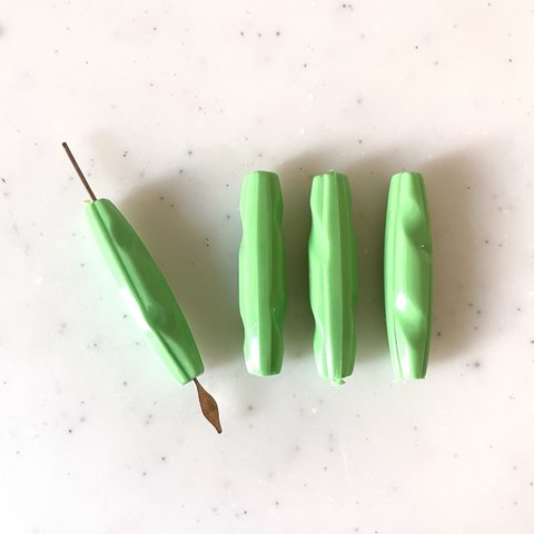 Vintage Green Stick Tube Beads 