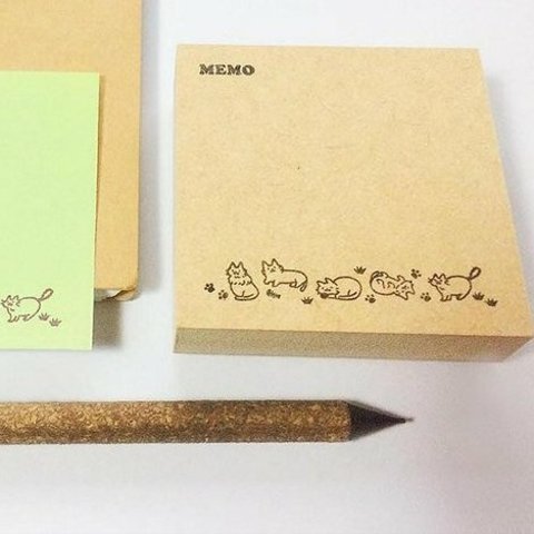 ネコの付箋用ハンコ　ごゆるりねこ　可愛いふせんが量産できるメモスタンプ♡ 　電話伝言メモ・家庭の言付けに♪