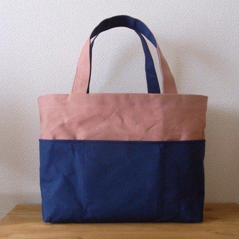 【受注製作】「bicolor tote M」 pink×navy