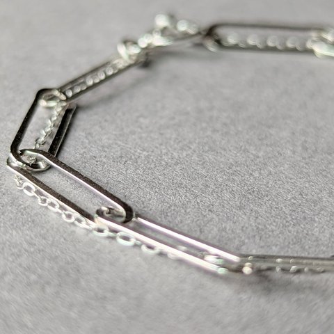 SV925 flat oval twin chain  bracelet ミニマムサマーブレスレット ペアリング可