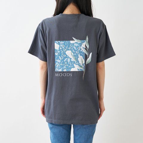 MOODs　バックプリントTシャツ デニムグレー