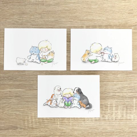 ゴンちゃんとぼく ポメラニアンポストカード3枚セット