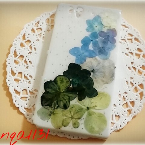 ♥ｴｸｽﾍﾟﾘｱ Z♥　押し花ケース　紫陽花グラデーション