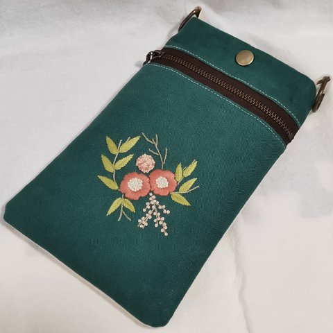 【刺繍スマホケース】スマホ肩掛けポーチ