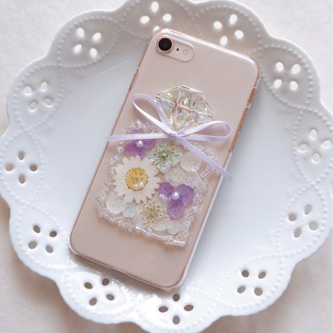 お花の詰まった香水瓶❁.*･ﾟドライフラワー・押し花iPhoneケース  ラベンダー【※iPhone専用ページ】