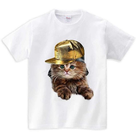 半袖Tシャツ 【猫 ねこ ヒップホップ ラッパー キャップ】 by FOX REPUBLIC