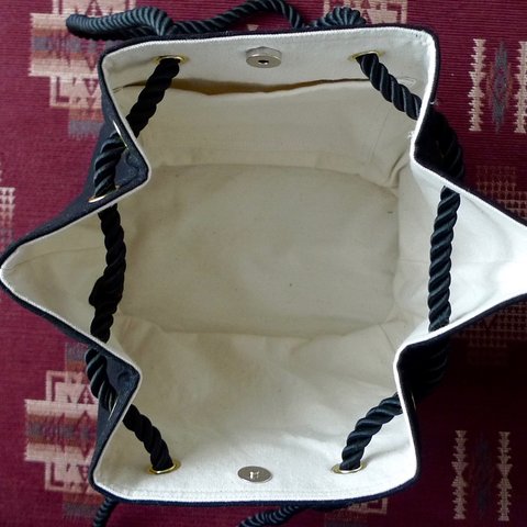 ★再販12★NATIVE(small)巾着型バッグ  BLACK帆布