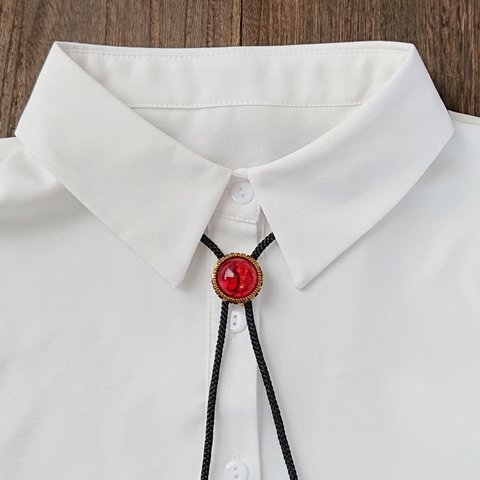 赤色ヴィンテージのループタイ⋆* ビーズ刺繍 アンティーク調 ネクタイ ネックレス