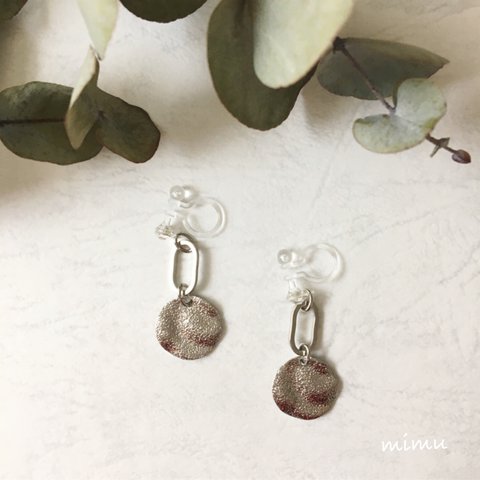 silver × stardust round wave earring[ノンホールピアス・ピアス]