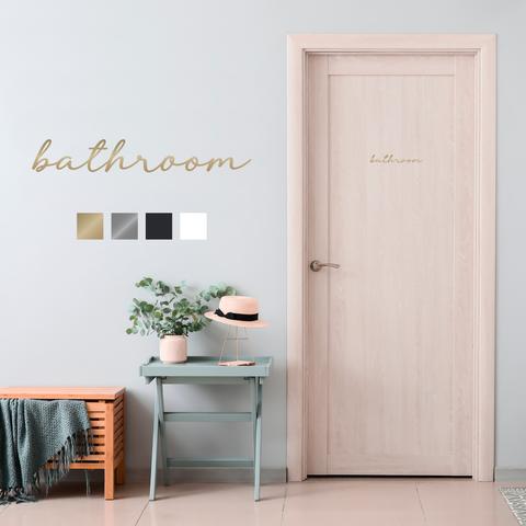 【賃貸OK】BATHROOM ドア サインステッカー 手書き風筆記体 │浴室用 選べる4色展開
