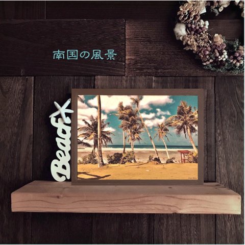 【送料無料】南国の風景☆BEACH No.40                             フレーム付    A4サイズ