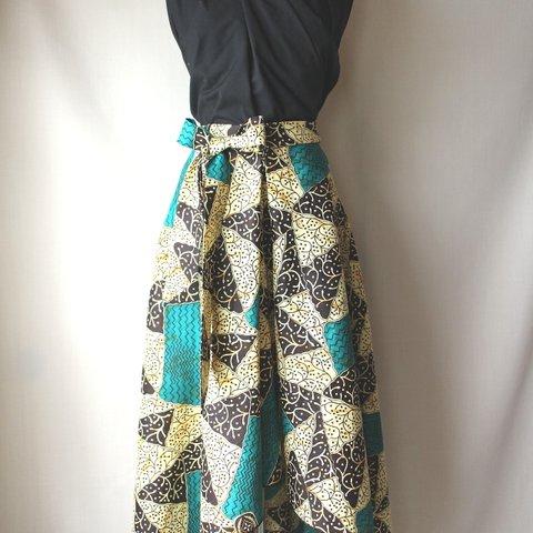 アフリカン ロングフレア ヘムスカート / African long flair skirt  hsk5