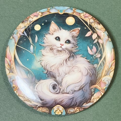 【新品】かわいい＆エレガントなネコちゃん 猫アートグッズ 缶バッジ05