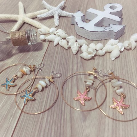 値下げ【original】starfish   earring BLUE