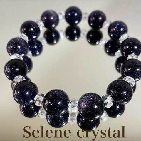 ブルーサンドストーン　水晶　ブレスレット　おすすめ　　大人かわいい　Selene crystal
