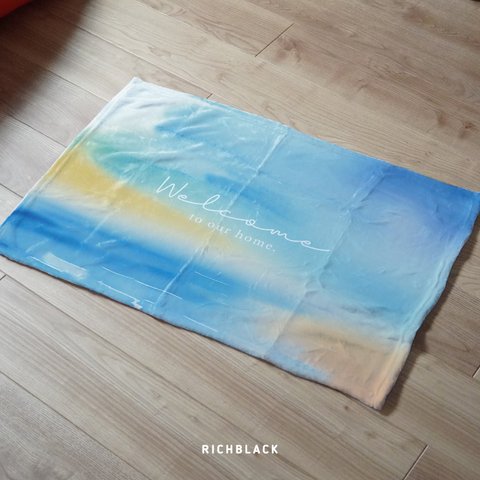 海 水彩風 welcome to our home ブランケット 90×65 ふわふわ やわらか 通年 ひざ掛け