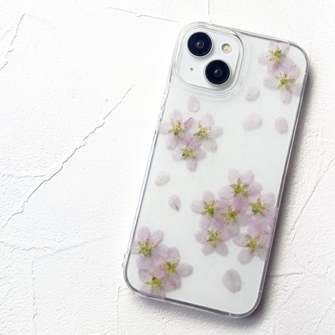 桜　押し花ケース 押し花iPhoneケース 押し花スマホケース