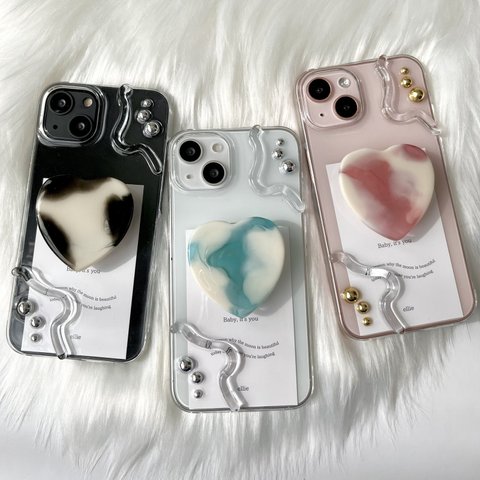 【全機種対応】【選べるカラー】heart grip iPhoneケース