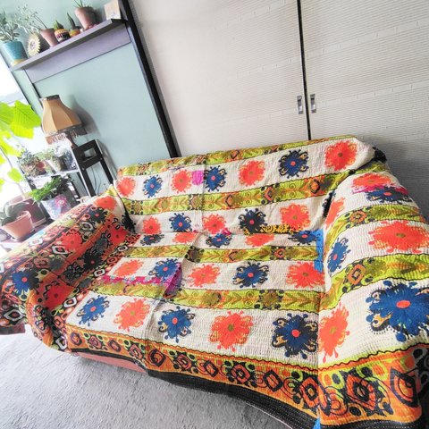 vintage kantha quilt ~uzbek suzani~