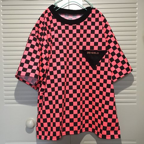 CHECKER FLAG BIG TEE ▶︎Tシャツ・ビッグ・チェッカーフラッグ・ネオン