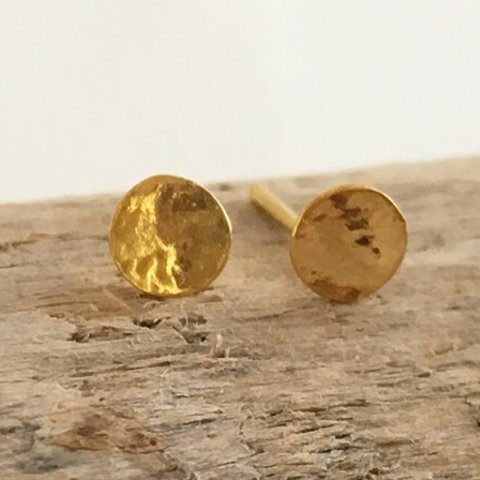 K24 Pure Gold Moon ◇小さな純金の満月◇スタッドピアス◇片耳分～