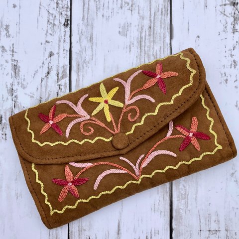 ネパール☆刺繍財布☆イエロー