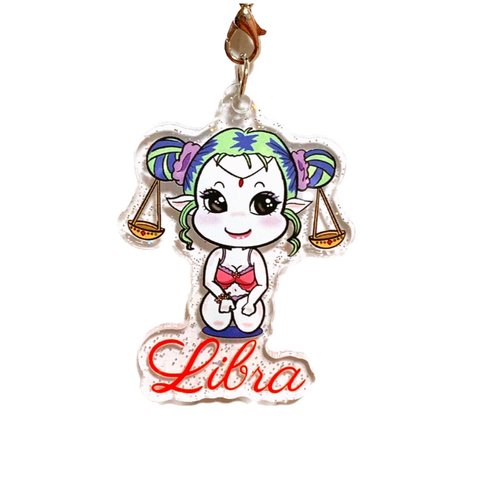 12星座 ラメ入りキーホルダー Libra 天秤座