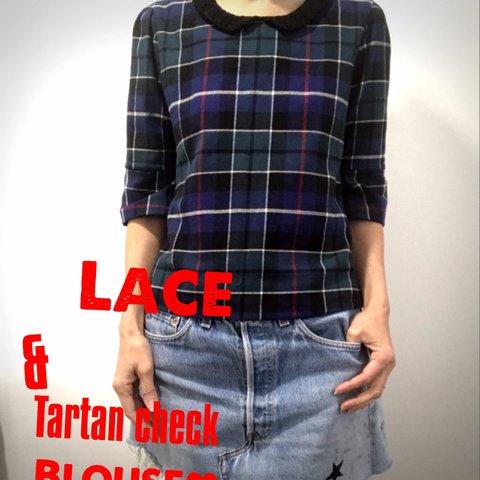 Lace&Tartan check Blouse