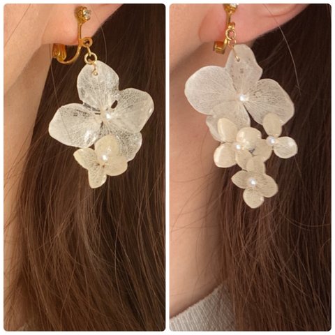  【rie.t】紫陽花のアシンメトリーイヤリングorピアス