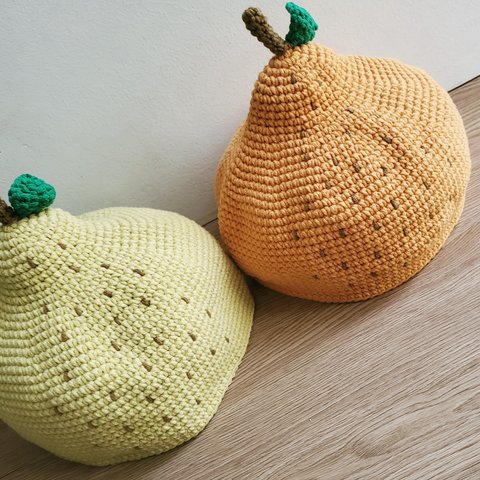 2色 編み物 梨 ベレー帽 コットン100% ニット帽  大人用 夏の日 