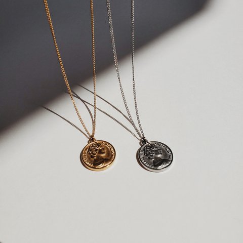 Half Penny Necklace コインネックレスシンプル金属アレルギー対応サージカルステンレス ニッケルフリーシンプル ゴールド シルバー