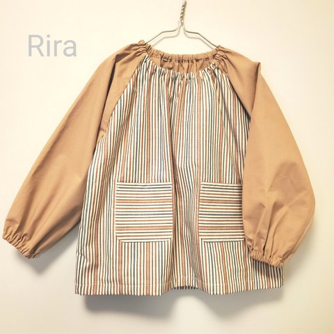 マルチ stripe × brown スモック 90~140 