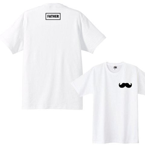 【送料無料】FATHERTシャツ+左胸ヒゲワンポイントＴシャツ　カラー全3色　各種サイズございます　父の日Ｔシャツ　お父さんＴシャツ