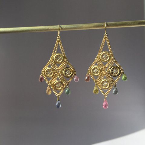 “Nouveau-romanesque” series - tourmaline (トルマリン) earrings