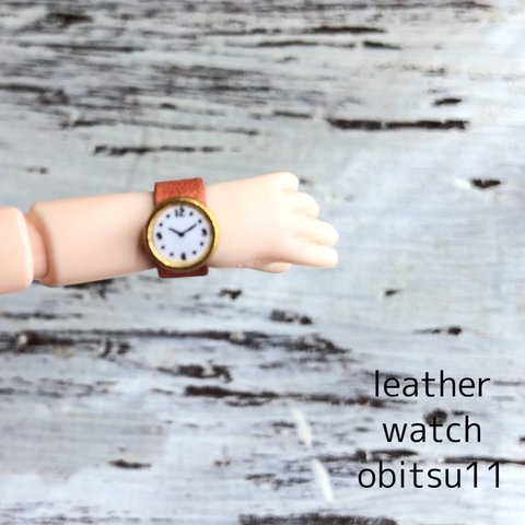 革の腕時計 オビツ11 文字盤ｰ数字
