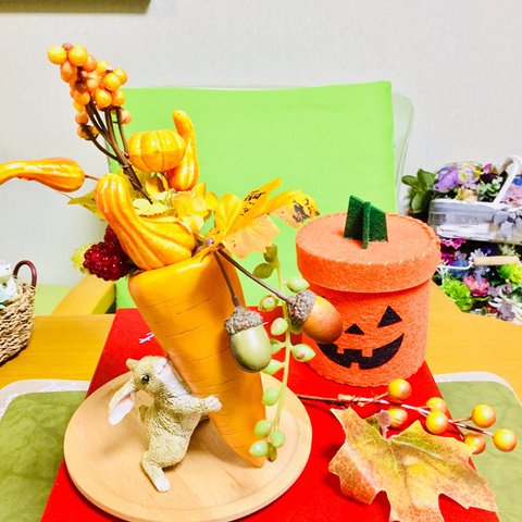 再販😊ハロウィンにも🎃👻パンプキンベリー多肉🌿ウサギさん🐰