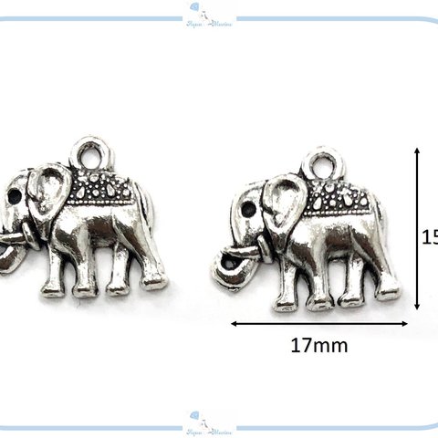 IM139-2 チベット チャーム ゾウ 15mm 2個セット シルバー 象 ぞう ハンドメイド 手芸 材料 アクセサリー パーツ 海外インポート 幸運 幸せ 動物 アジアゾウ インド象