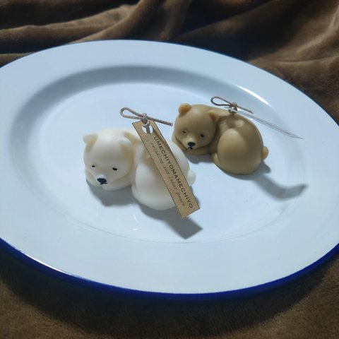 04.おやすみ白くまと茶くまのソイキャンドル　2個SET