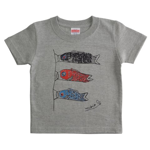 こいのぼりキッズＴシャツ 100 110 120 130 140 150 160 Gray こどもの日 ♫こどもが喜ぶＴシャツです♫ 端午の節句☆