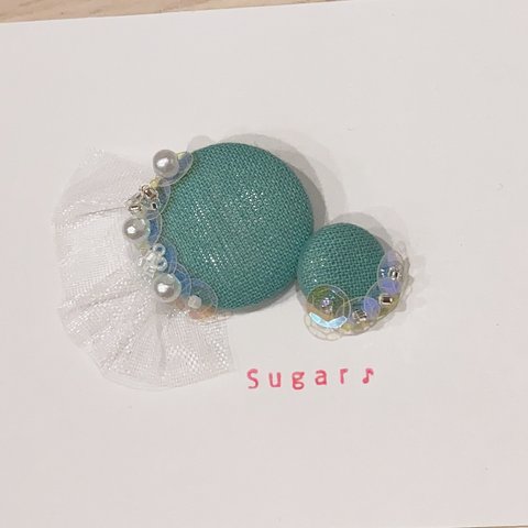 刺繍ビーズヘアゴム　水色