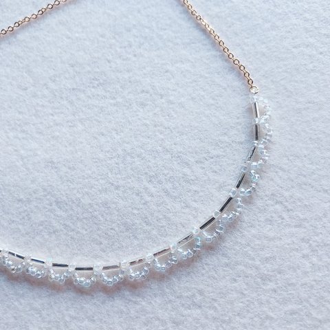 silver laceビーズ choker ネックレス