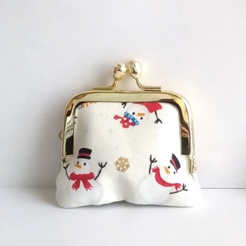 ■角型■小さいがま口：ちっちゃいがま口：角242：かわいいがまぐち：小さい財布：littlie purse：雪だるま,バルーン,snowman