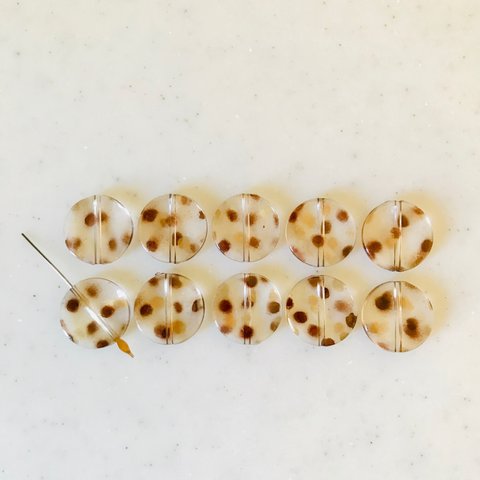 Clear Brown Gold Dot Coin Beads