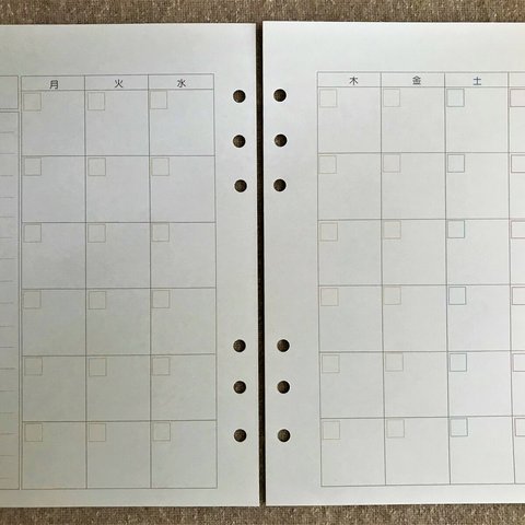 システム手帳リフィル　A5サイズ　黒ねこシルエット柄カレンダー　20穴も対応