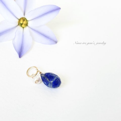 ＊1点もの＊lapis lazuli × pearl top