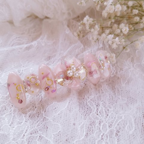 ぷっくりお花のヘアクリップ ベビーピンク