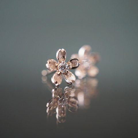 【受注製作】桜とダイヤモンドの輝き - K18ピンクゴールド　桜のピアス