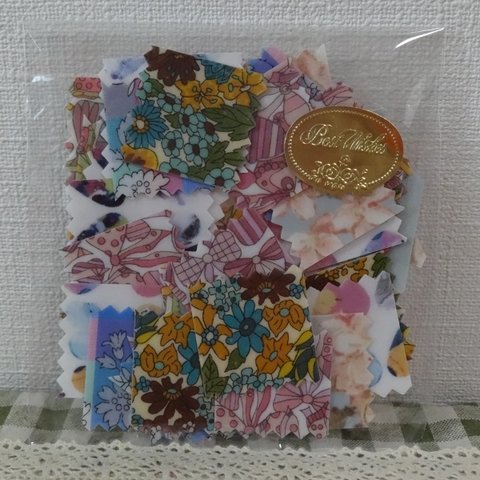 【SALE！】6種36枚mixリバティ■ラミネート布シール