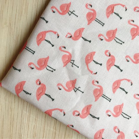 【シーチング 55×45】韓国・Flamingo・ホワイト